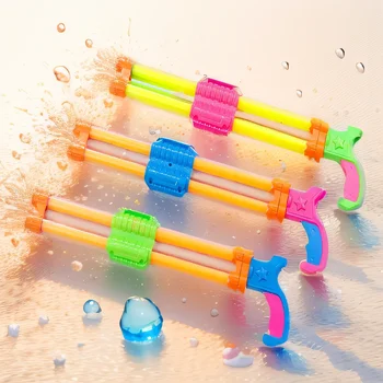 Wasserpistolen für Kinder, Outdoor-Spaß, Sommer-Zugtyp, Wasser-Schwimmsprüher, Spielzeug, Strand, Doppelrohr