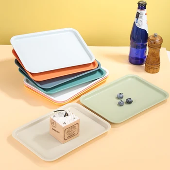 Rechteckige Palette Nordic Kunststoff Lebensmittel Tablett Mehrere Farben Ablage Haushalt Küche Obst Dessert