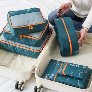 Set Reise Veranstalter Lagerung Taschen Koffer Tragbare Gepäck Organizer Kleidung Schuh Ordentlich Beutel