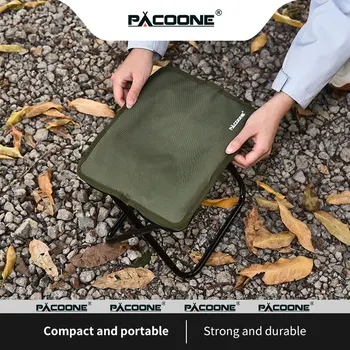 PACOONE Outdoor Camping Stuhl Goldener Klappstuhl aus Aluminiumlegierung mit Tasche Hocker Sitz Angeln Camping