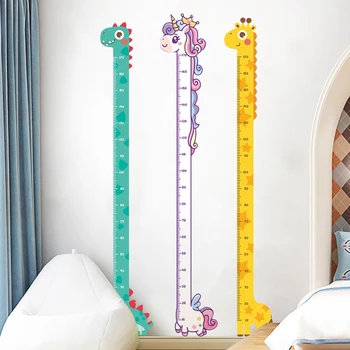Nette Cartoon Höhe Aufkleber Einhorn Dinosaurier Giraffe Wand Höhe Messen Lineal Aufkleber Für Kinderzimmer
