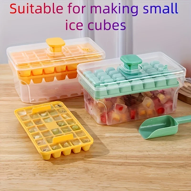 Eiswürfelschalen für Gefrierschrank mit Deckel und Behälter – Bild 2
