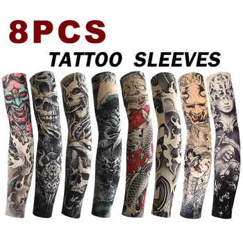 Tattoo-Ärmel, Unisex, Sommer, Radfahren, Sonnenschutz, Armbezüge, Strand, Fahren, Angeln (8 Stück)