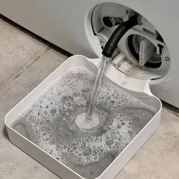 Auffangschale für Waschmaschinenabwasser ohne Überlauf, Flusenfilter und Auffangschale für Fremdkörper
