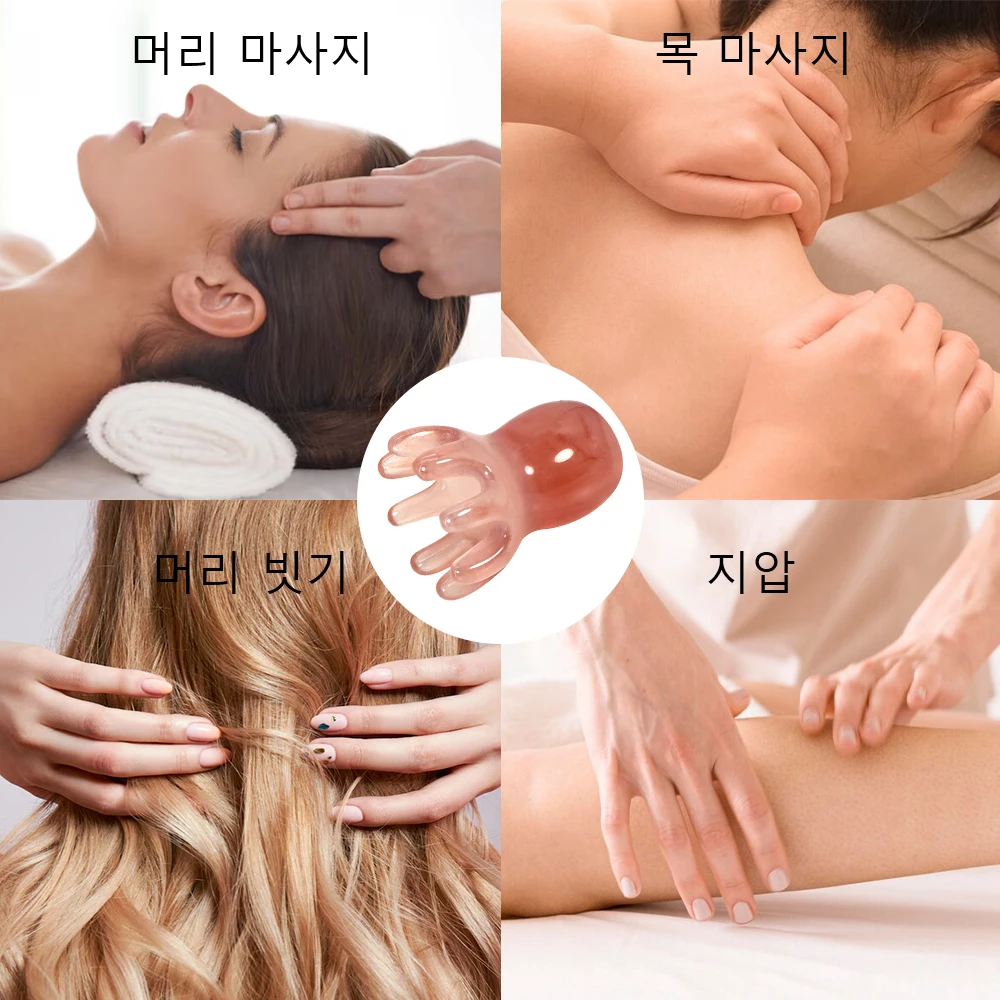 Niedlicher Oktopus-Kopfhaut-Massagekamm (Harz) | Koreanische – Bild 5