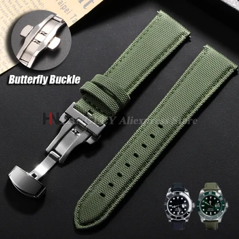 Sailcloth Uhrenarmband 20 mm 22 mm für Omega für Seiko Business Nylon Butterfly-Schnalle Wasserdicht Herren