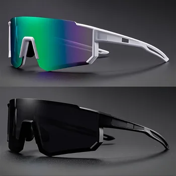 Übergroße Herren-Radsportbrille Fahrrad-Sonnenbrille Winddichte Brille mit Gläsern für Straßenfahrten