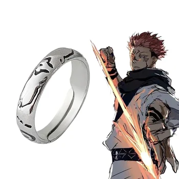 Anime Jujutsu Kaisen Ryomen Sukuna Itadori Yuji Ring Cosplay Metall Öffnung Einstellbar Unisex Ringe Schmuck