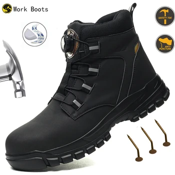 Drehknopf-Arbeitsschuhe für Herren, durchtrittsichere Schutzstiefel, Sneakers, wasserdichte