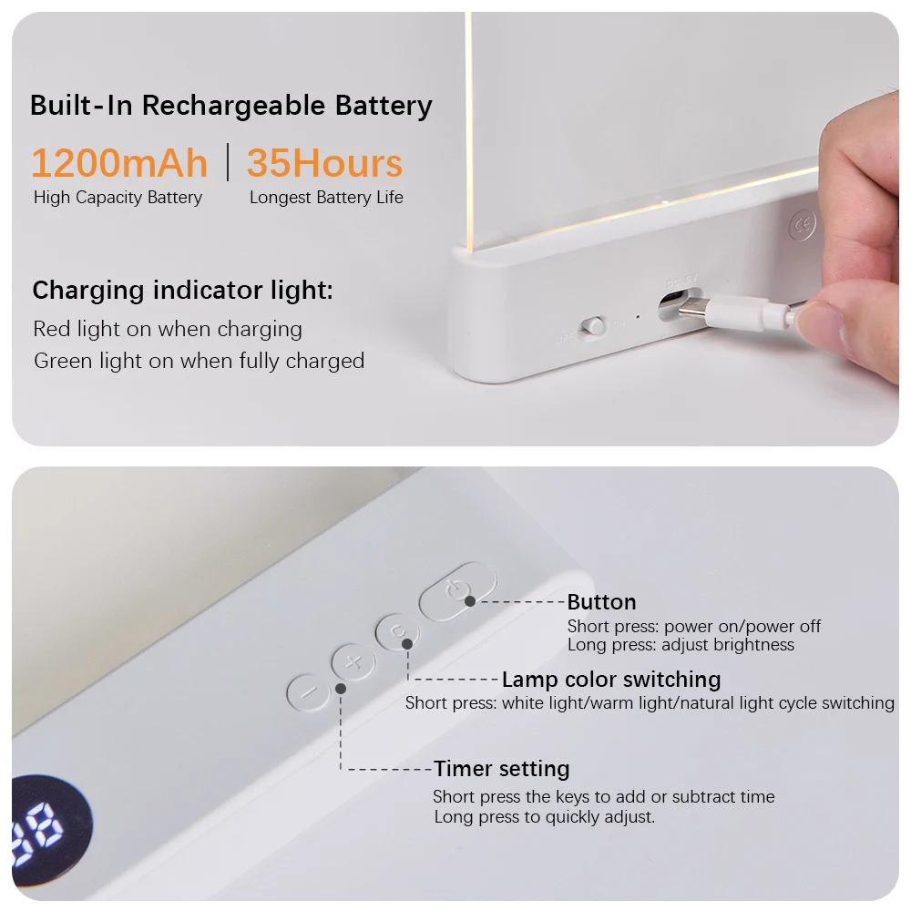 LED-Buchlicht und Nachtlicht 2 in 1, 3 Farbtemperaturen und – Bild 5