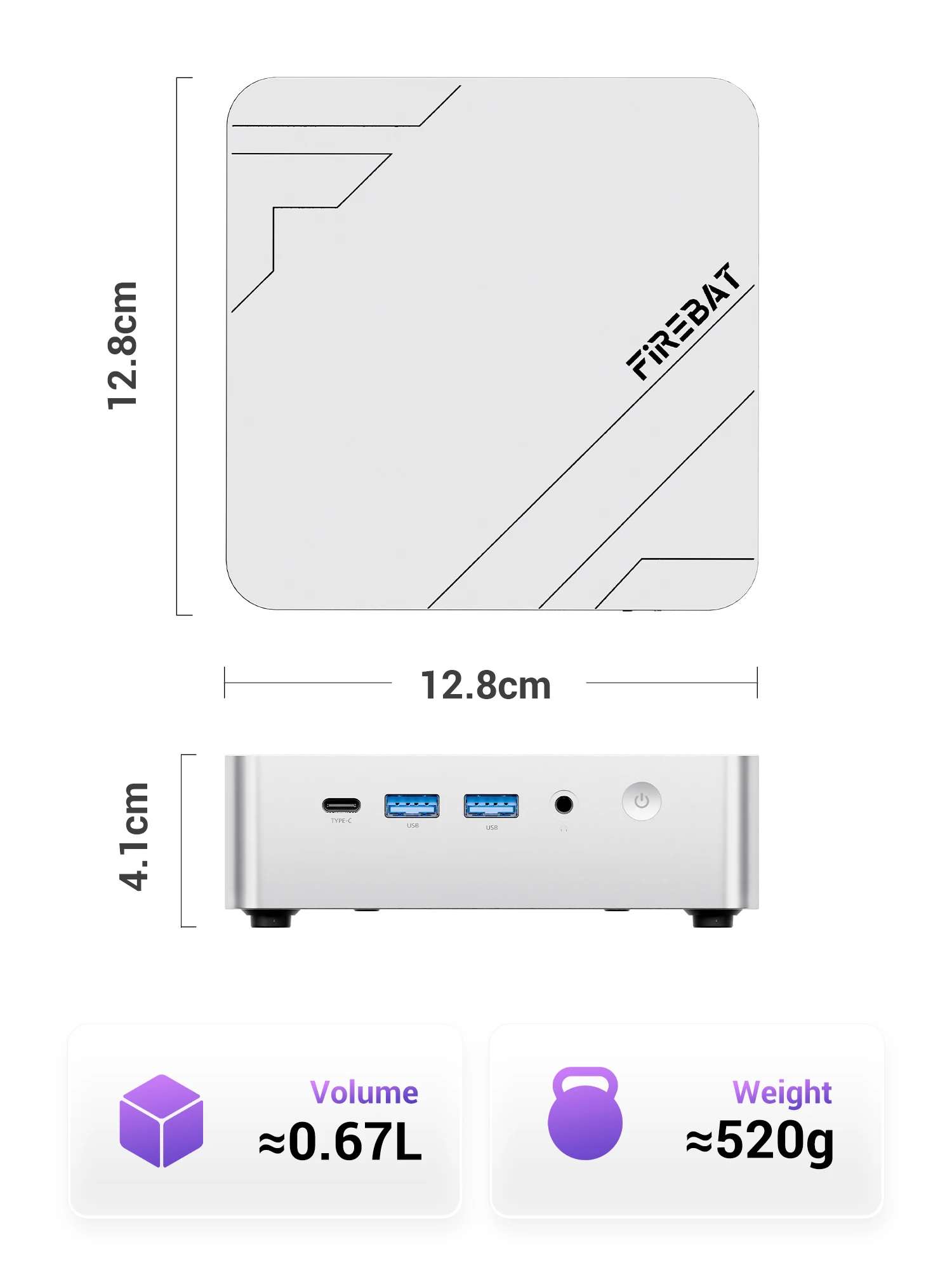 FIREBAT F1 MINI PC AMD Ryzen 7 H255 LPDDR5 16GB RAM 512GB SSD – Bild 6