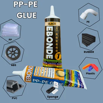 PP PE-Kunststoff-Klebekleber, schwarz und transparent, superstarker Kleber für Polypropylen, Polyethylen, ABS