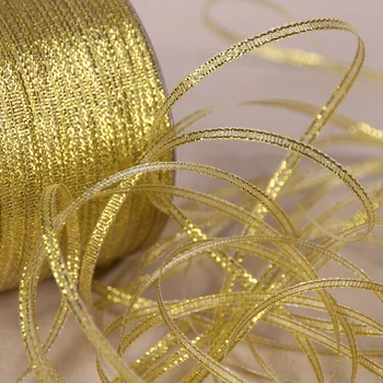 25 Yards 6 mm Silber Gold Glitzer Seidensatinband Party Zuhause Hochzeit Dekoration Geschenkverpackung