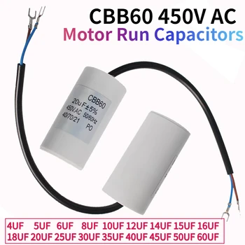 CBB60 Motorlaufkondensatoren 450 VAC Startkondensator 5 % für Waschmaschine 450 V 3 UF 4 UF 5 UF 6 UF 8 UF 10
