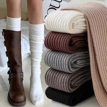 Frühling Herbst Kniehohe Strümpfe für Frauen Weiß Vertikale Streifen Lange Socken Mode Mädchen JK Dünne