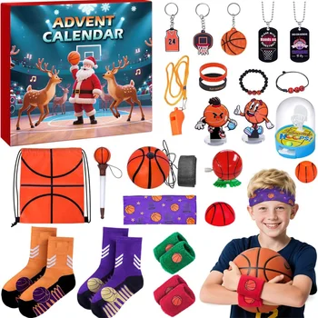 Basketball-Adventskalender 2025 für Kinder - 24-Tage-Partygeschenke mit Basketballplatz, Weihnachtszählung