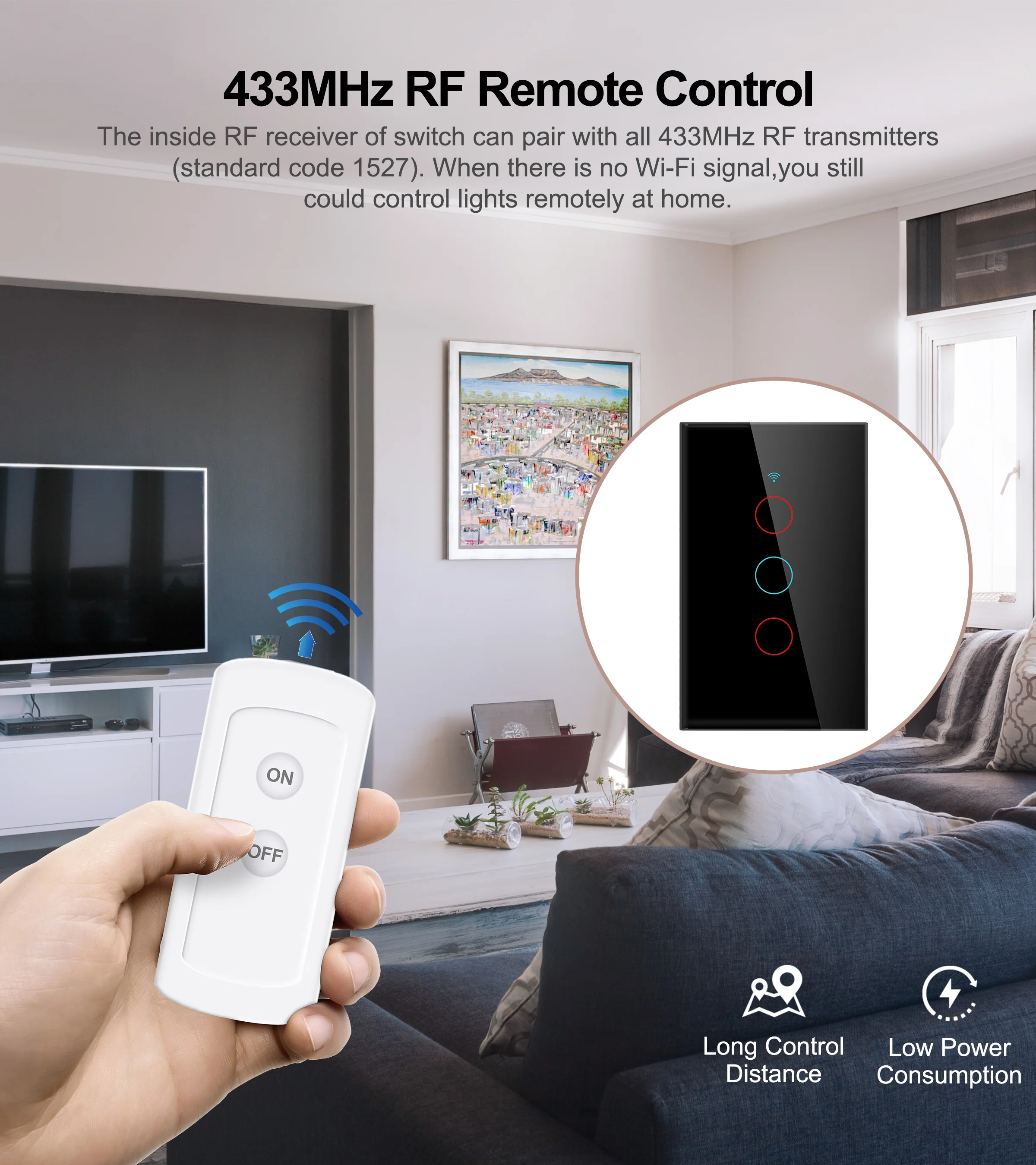 Tuya WiFi US Smart Lichtschalter Wand-Touch-Schalter – Bild 2