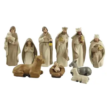 Weihnachts krippe, umfasst heilige Familie, drei Könige, Ochsen, Schafe, Harz Statue Figuren (10 Stück)