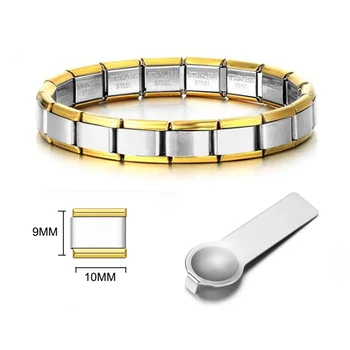 Frauen Männer Italienischen Charme Link 9mm Breite Silber Gold Farbe Edelstahl Armbänder auf Hand DIY