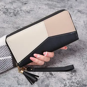 Mode Reiß verschluss Brieftaschen Damen lange Geldbörsen Handtaschen Münz geldbeutel Karten halter PU Leder