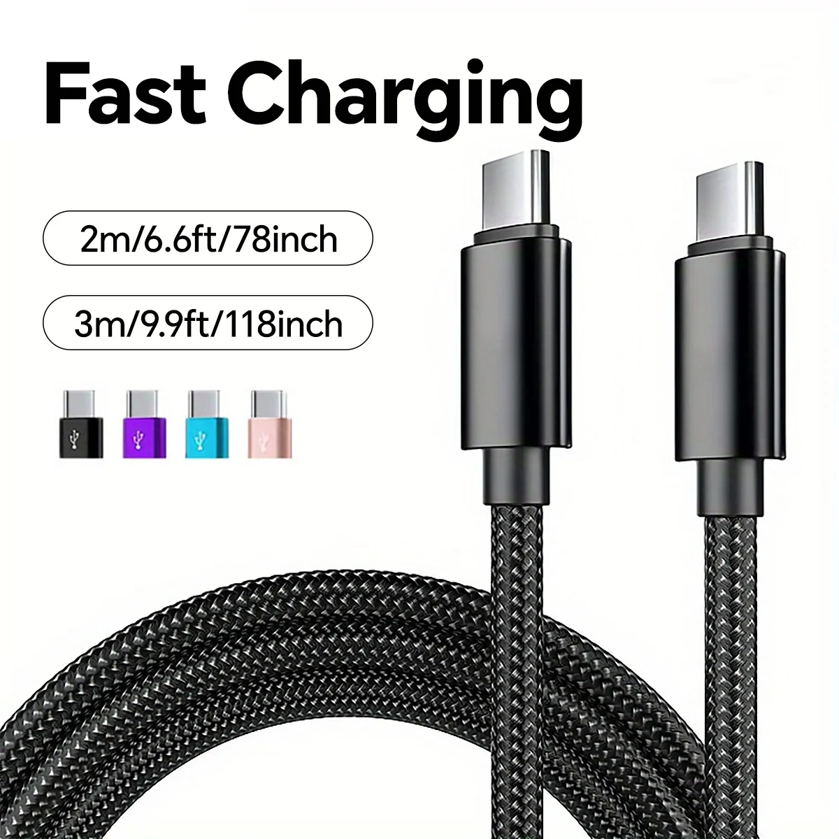 USB-C auf USB-C Kabel 66 W, 5 A, Nylon, für iPhone 15/16 und