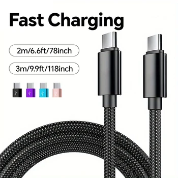USB-C auf USB-C Kabel 66 W, 5 A, Nylon, für iPhone 15/16 und Samsung