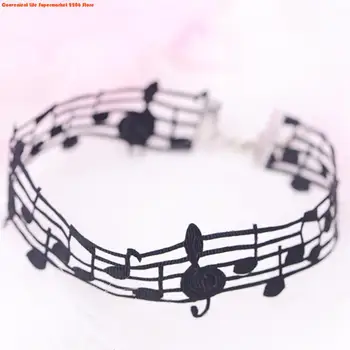 Handgefertigte schwarze kurze Halskette mit einzigartigem Musiknoten-Design für Damenschmuck für modische