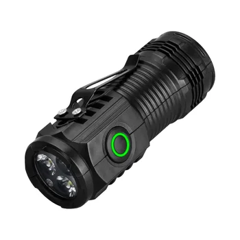 Tragbare Mini-LED-Taschenlampe, 3 LEDs, extrem starkes Licht, Blitzlicht, wiederaufladbar über USB