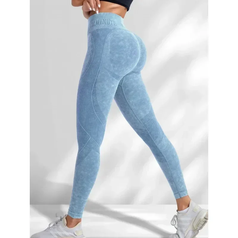 Frauen Nahtlose Turnhalle Hohe Taille Yoga Hosen Hüfte Heben – Bild 4