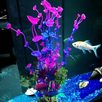 Lila Blume Künstliche Gefälschte Kunststoff Pflanze Künstliche Aquarium Pflanze Aquarium Zubehör Dekoration