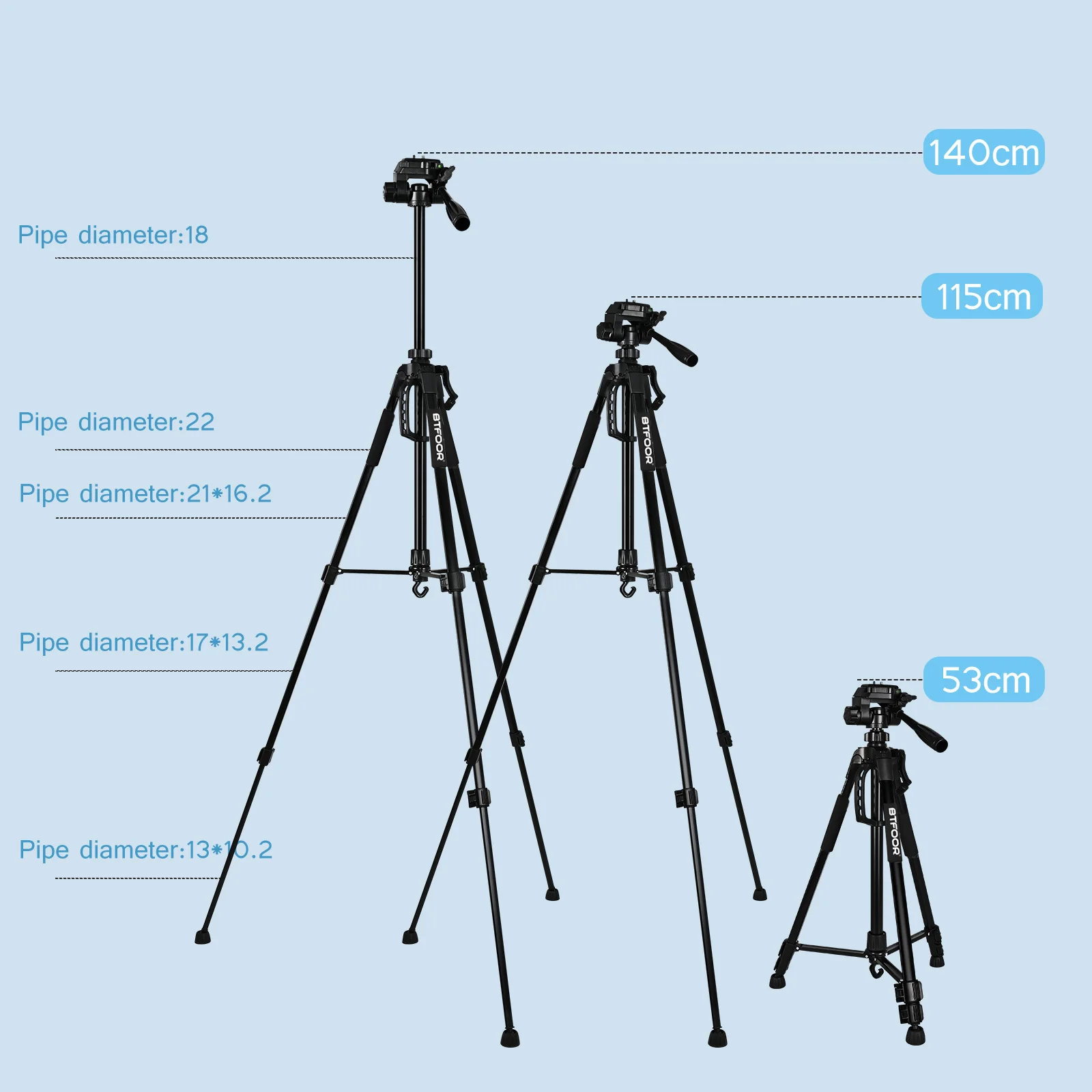 Telefon Reise Selbst Stativ Aluminium Hohe 55 "140CM Ständer – Bild 5