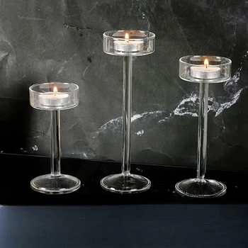 【 Kerzenhalter aus Kristallglas】Minimalistischer, moderner Kerzenhalter mit hohen Beinen, ein dekoratives