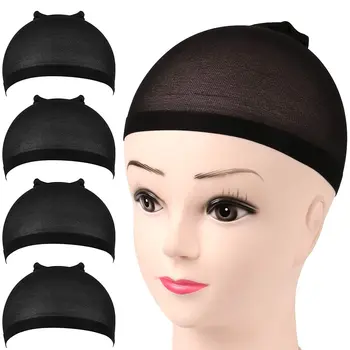 Perückenkappe, 4 Stück, Nylon-Perückenkappen, schwarz, nackt, Perückenkappen für Frauen