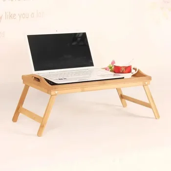 50 cm Klapptisch Bambus Mini Esstisch Multifunktions Frühstück Dessert Tablett Bett Schreibtisch Haushalt