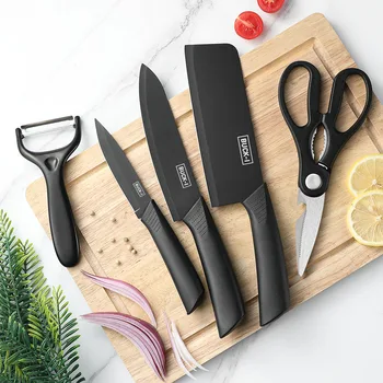 Küchenmesserset, Messerset aus schwarzem Stahl, Geschenkmesser, Küchenutensilien aus Edelstahl