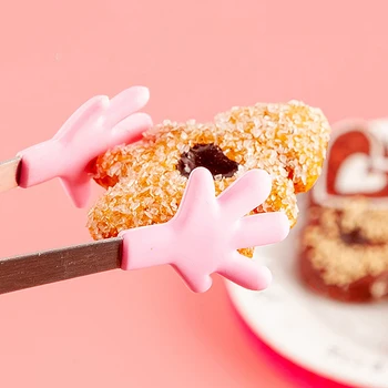 Mini Silikon Lebensmittel clips Edelstahl Griff Palme Edelstahl schöne rutsch feste Snacks Pinzette nicht süße
