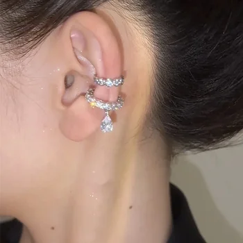 Silber Farbe Zirkonia Perle Clip Auf Ohrringe für Frauen Geometrische Ohr Manschette Ohne Piercing Mädchen