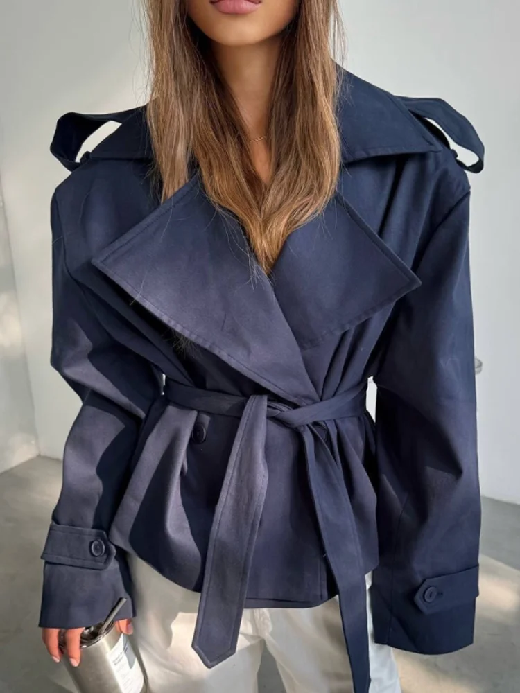Damen Taillierter Windbreaker Modischer Einfarbiger – Bild 5