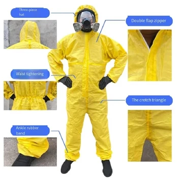 Einteiliger Schutz für chemische Schutzkleidung, Arbeitsoverall für gefährliche chemische Flüssigkeit