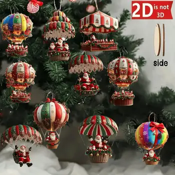 Mit 10 Stück Weihnachtsmann-Fallschirm-Serie, handgefertigte Holz-Hängeornamente - das perfekte