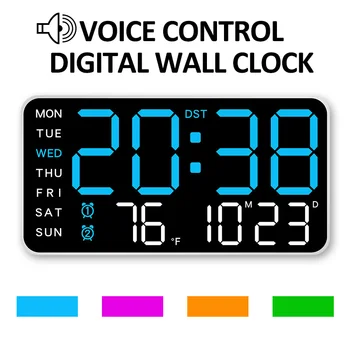 Große digitale Wanduhr Temperatur Datum Woche Anzeige Fernbedienung USB-betriebene Tisch uhr Wand montage