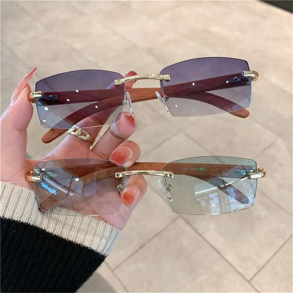 Trendige Punk-Sonnenbrille, randlose rechteckige Sonnenbrille – Bild 3