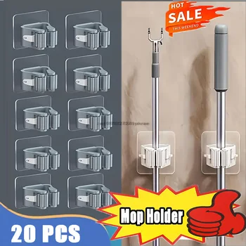 Mopp Halter Selbst-klebe Besen Ständer Wand Montiert Mopp Unterstützung Kehr Pinsel Haken Lagerung Organizer