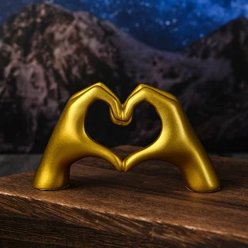 Gold dekoration, Herz Hand Statue Wohnzimmer Schlafzimmer Dekoration, Liebe Finger moderne Hand Geste Skulptur