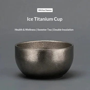 Kleine Teeschale aus reinem Titan, Eiskristall-Meister-Teetasse, Titanlegierungs-Personenwasserbecher
