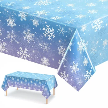Winter-Schneeflocken-Tischdecke, Tischdecke mit Frozen-Motiv für Weihnachten, Feiertage, Winterwunderland