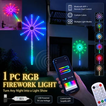 Intelligente Weihnachts-RGBIC-LED-Lichterkette USB 5V USB-Lichterkette für Garten, Camping, Innenräume