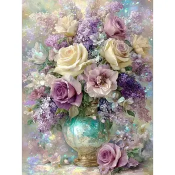 Diamond Painting Sets DIY Bastelsets für Anfänger Blumen Vollrunde Diamantkunst Handarbeit Diamantkunst