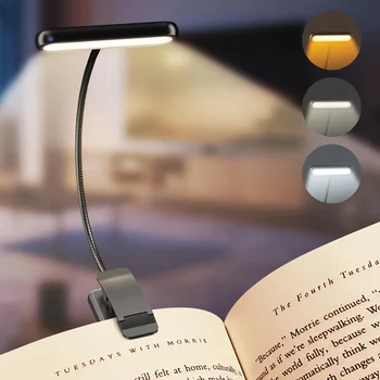 Tragbare flexible Easy Clip Nachtleselampe USB wiederaufladbare Leselampe 3 Farben warm kalt weiß Tageslicht