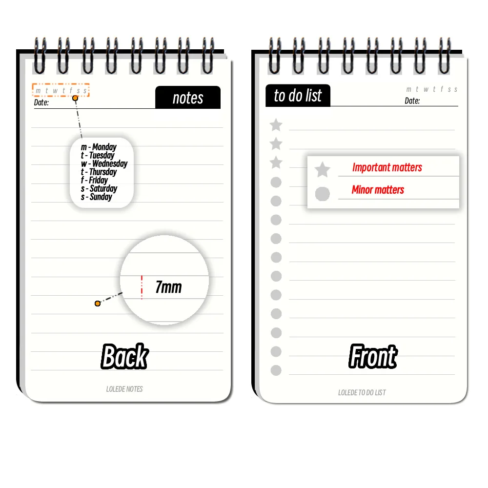 LOLEDE A7 Mini-Notizbuch, To-Do-Liste – Bild 3